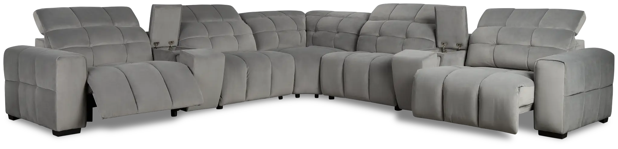 Gemma Light Gray Velvet Large Right Chaise Power Reclining Sectional Gemma Light Gray Velvet Large Right Chaise Power Reclining Sectional