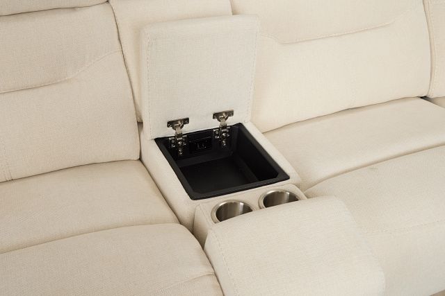 Travis Light Beige Fabric Large Dual Power Reclining Two-arm Sectional