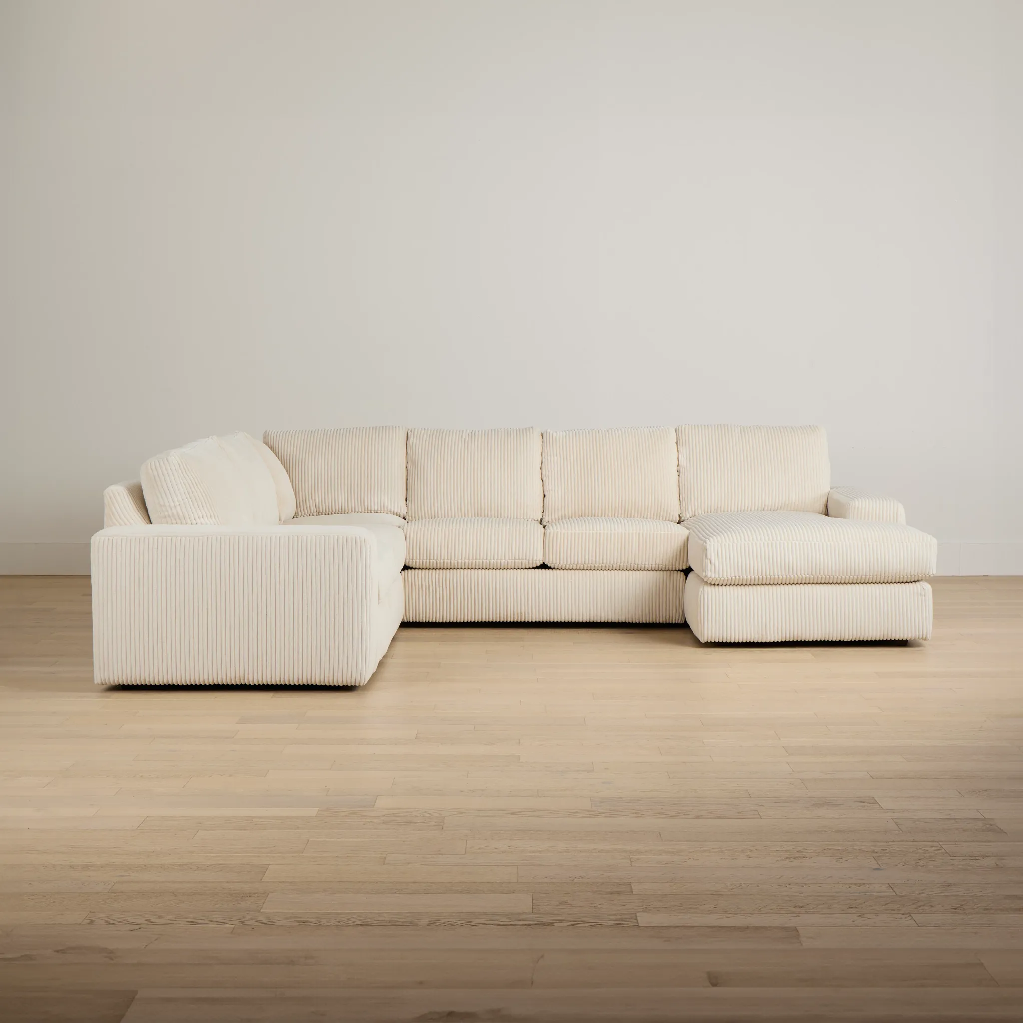 Charlie Ivory Fabric Medium Right Chaise Sectional