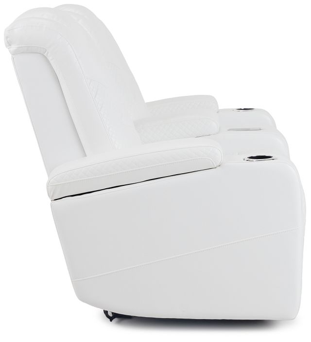 Troy White Micro Power Reclining Console Loveseat