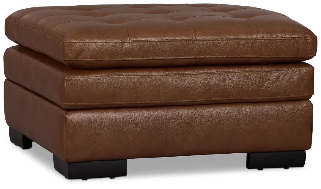 Braden Medium Brown Leather Storage Ottoman