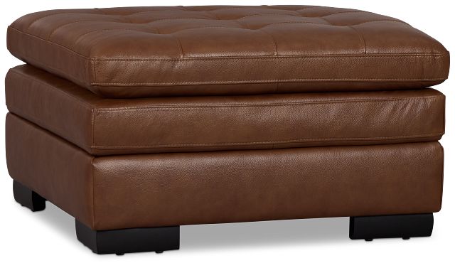 Braden Medium Brown Leather Storage Ottoman