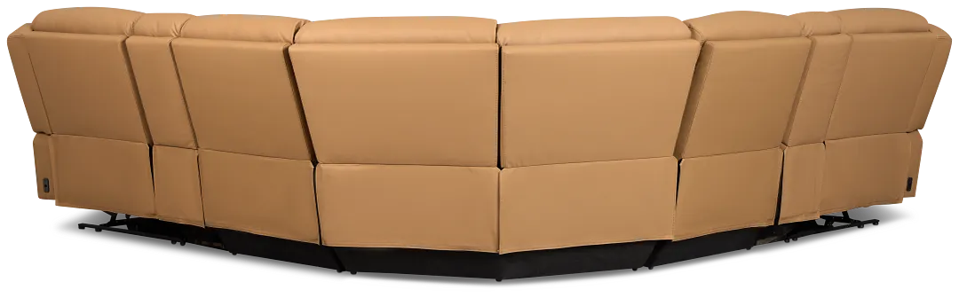 Wilder Brown Leather Large Dual Power Sectional W/refrigerated Console