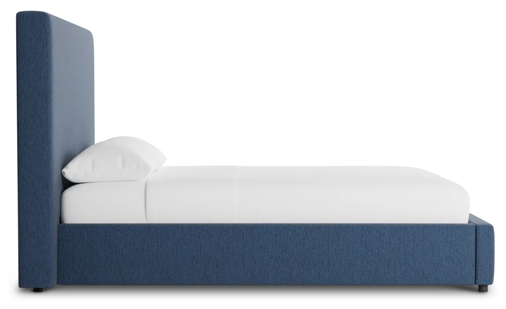 Grayton Revenue Dark Blue 54" Upholstered Platform Bed