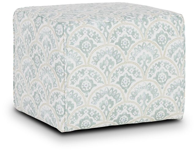 Tomini Green Fabric Accent Pouf