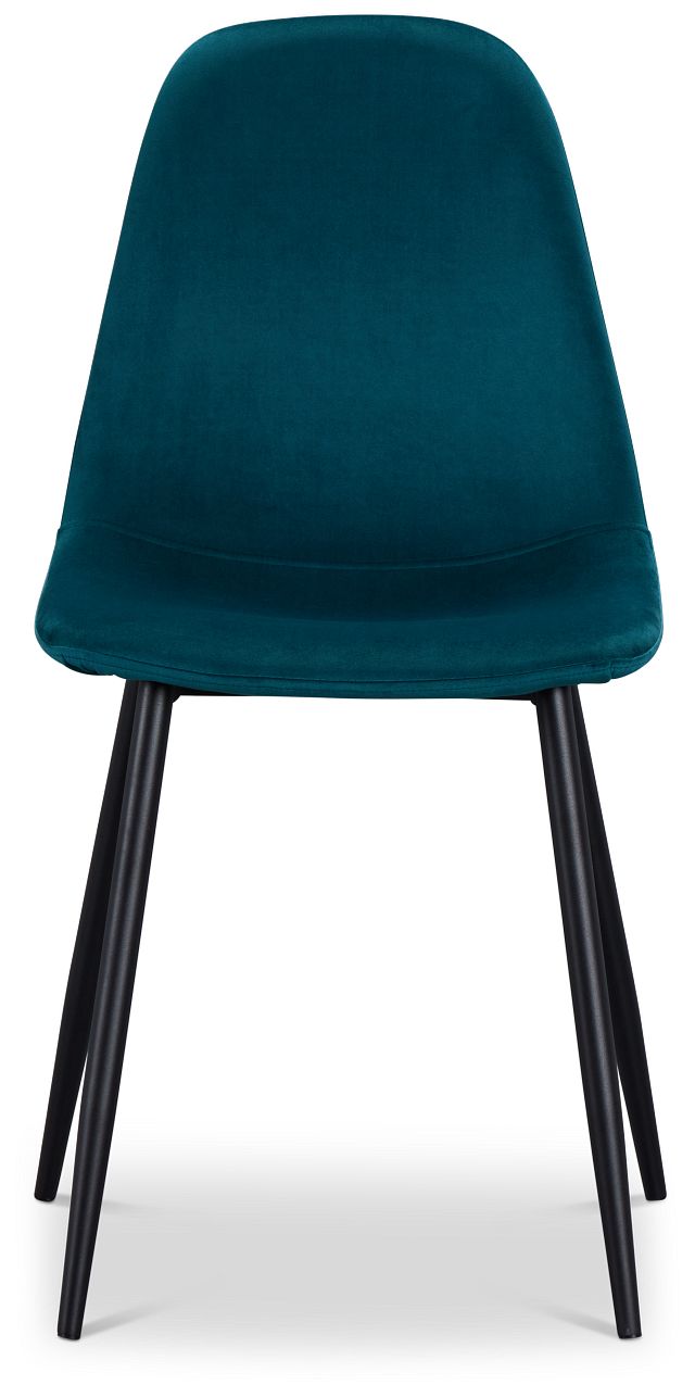 Havana Teal Velvet Upholstered Side Chair W/ Black Legs
