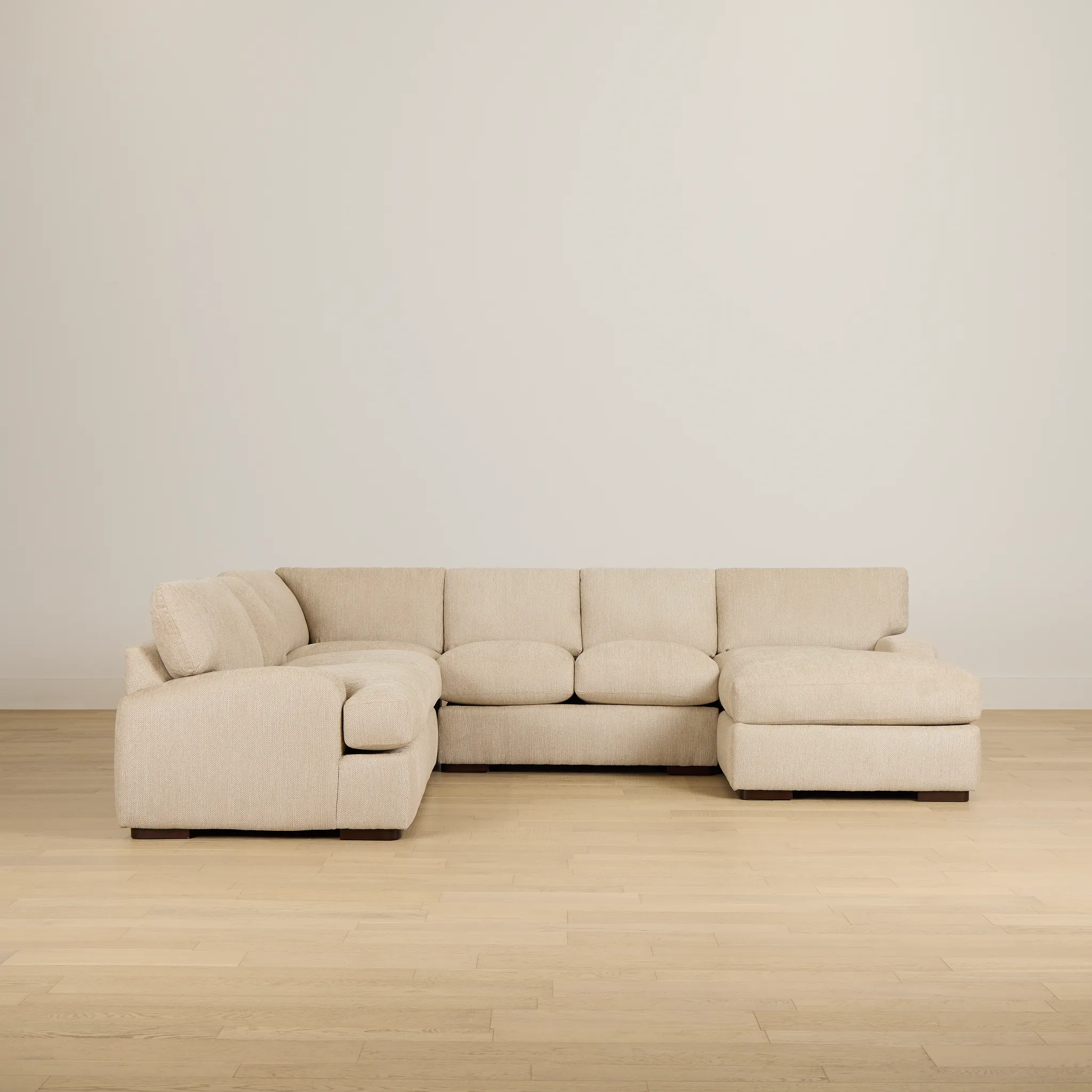 Alpha Beige Fabric Medium Right Chaise Sectional