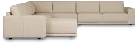 Kellan Ivory Leather Large Left Chaise Sectional