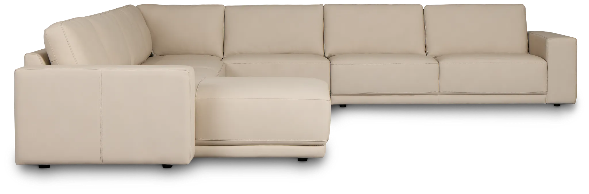 Kellan Ivory Leather Large Left Chaise Sectional