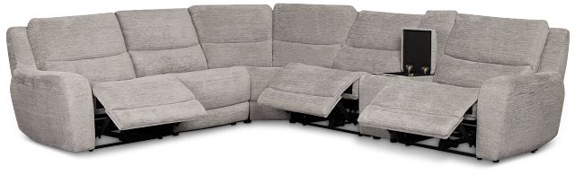 Bennett Gray Fabric Medium Triple Power 2-arm Sectional