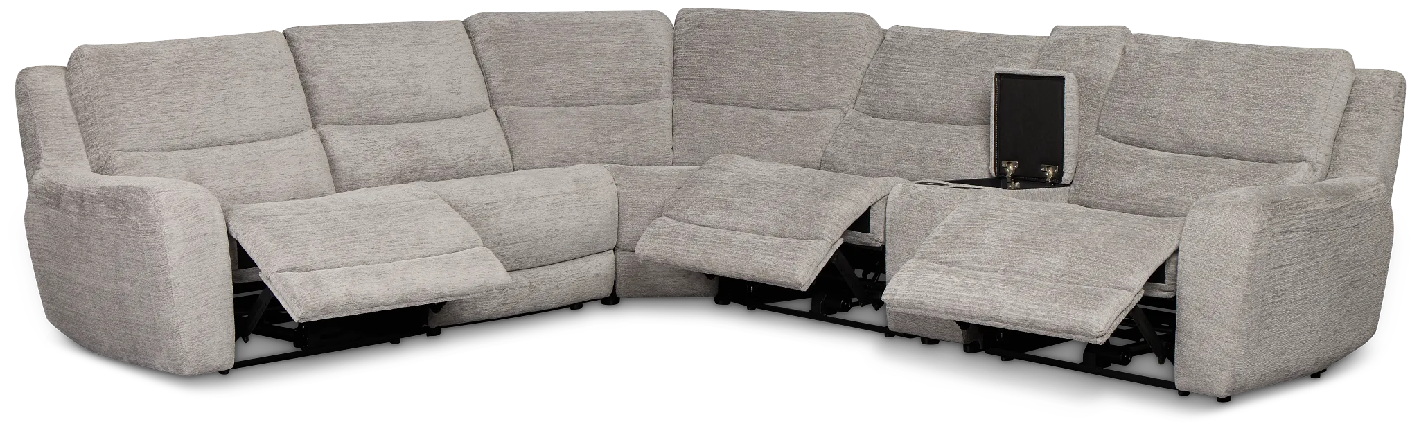 Bennett Gray Fabric Medium Triple Power 2-arm Sectional