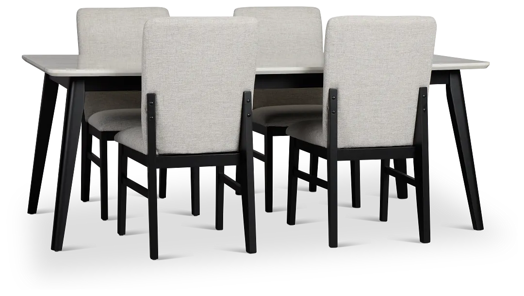 Riverdale Black Rectangular Table & 4 Upholstered Chairs