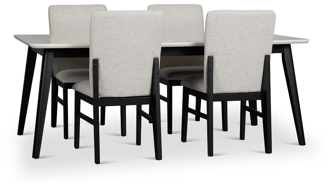 Riverdale Black Rectangular Table & 4 Upholstered Chairs Riverdale Black Rectangular Table & 4 Upholstered Chairs