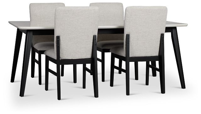 Riverdale Black Rectangular Table & 4 Upholstered Chairs