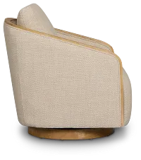 Campbell Beige Fabric Swivel Accent Chair