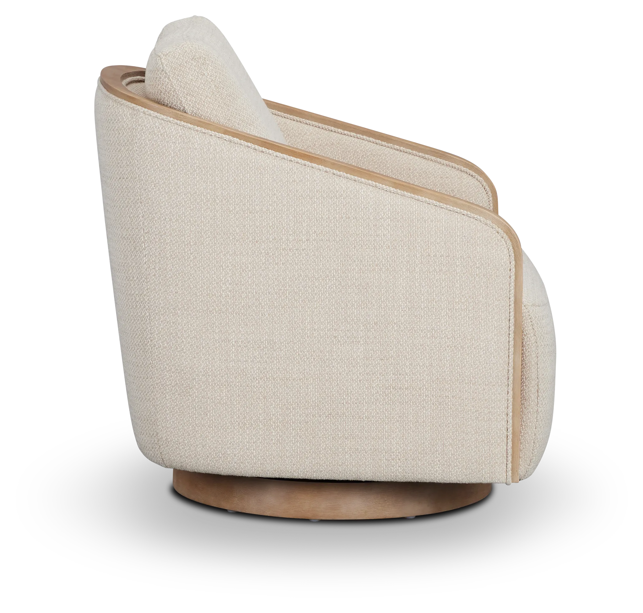 Campbell Beige Fabric Swivel Accent Chair