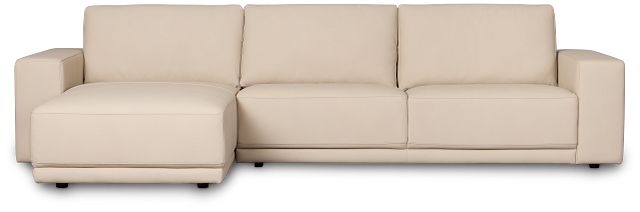 Kellan Ivory Leather Left Chaise Sectional