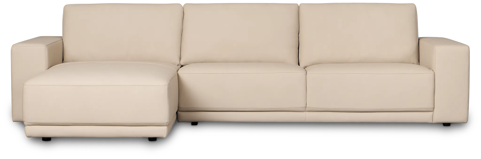 Kellan Ivory Leather Left Chaise Sectional