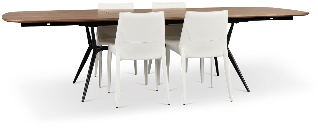 Margo Two-tone Rect Table & 4 White Upholstered Chairs