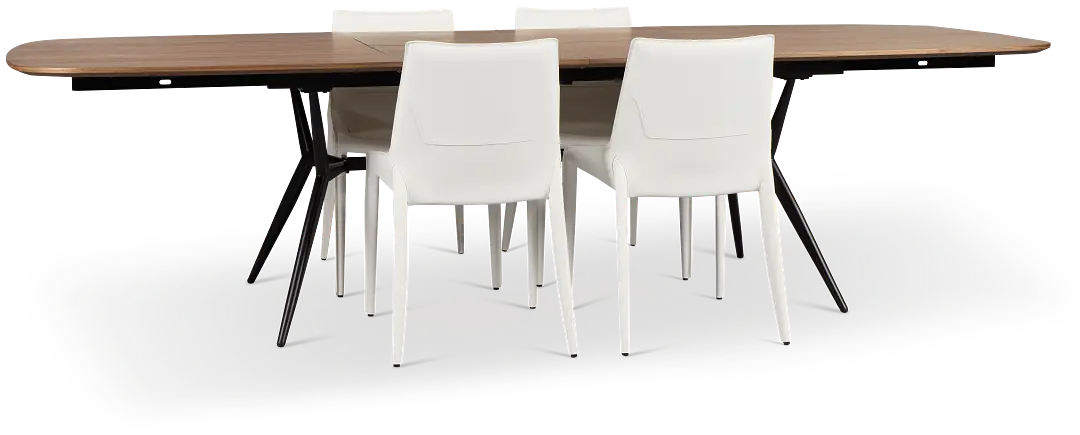 Margo Two-tone Rect Table & 4 White Upholstered Chairs Margo Two-tone Rect Table & 4 White Upholstered Chairs