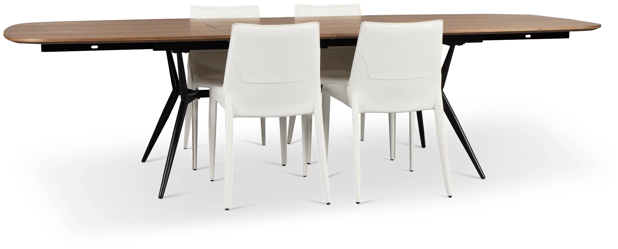 Margo Two-tone Rect Table & 4 White Upholstered Chairs