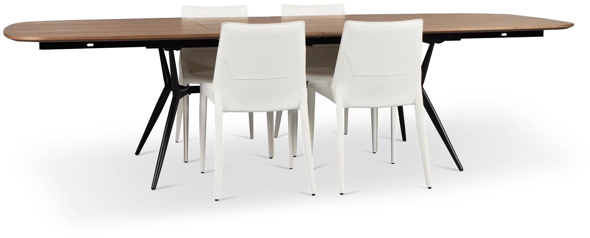 Margo Two-tone Rect Table & 4 White Upholstered Chairs Margo Two-tone Rect Table & 4 White Upholstered Chairs