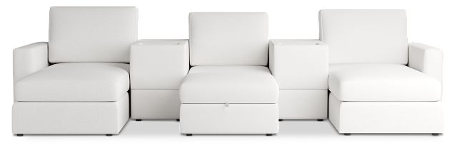 Citymod White Fabric 6-piece Home Theater With Media Consoles