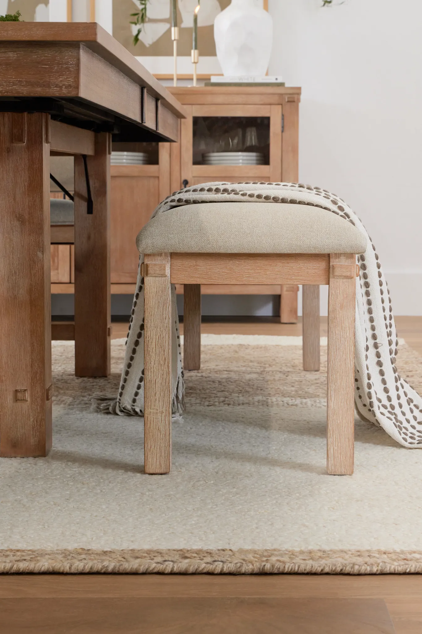 Park City Light Tone Upholstered Dining Bench