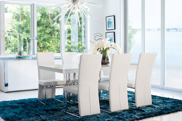 Cortina White Table & 4 Chairs (1)