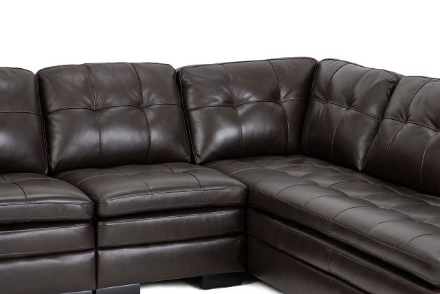 Braden Dark Brown Leather Medium Right Bumper Sectional