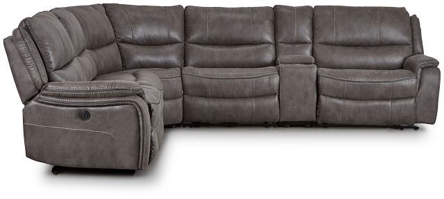 Dober Dark Gray Micro Medium Dual Power 2-arm Reclining Sectional