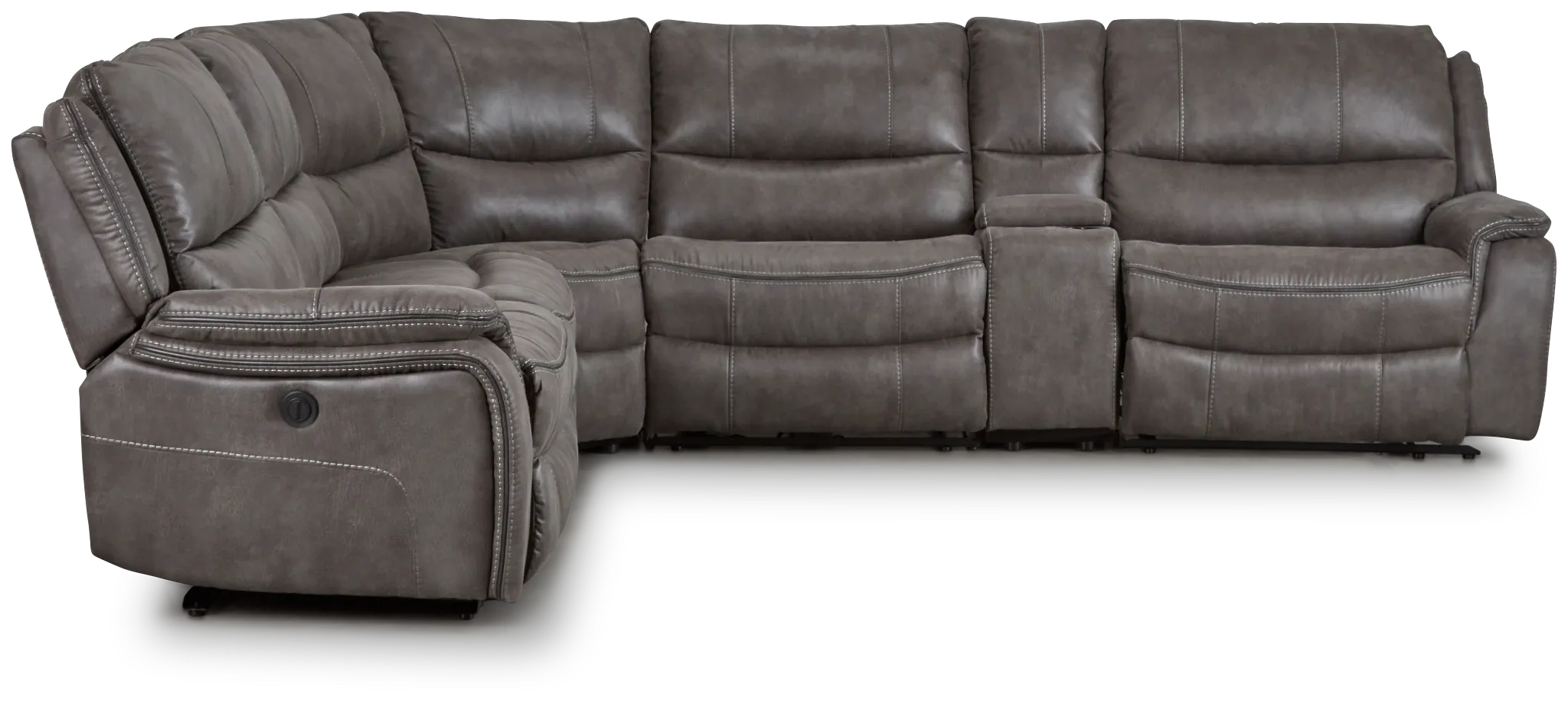 Dober Dark Gray Micro Medium Dual Power 2-arm Reclining Sectional