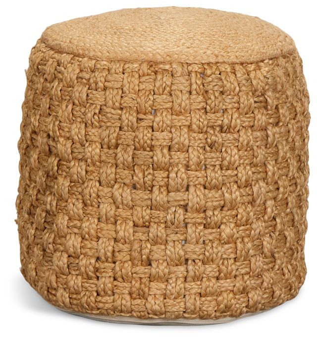 Hari Light Brown Round Accent Pouf