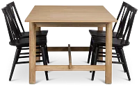 Taylor Light Tone Rect Table & 4 Wood Chairs