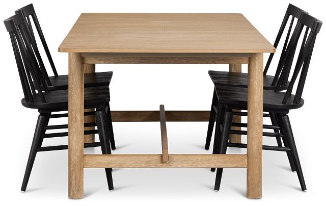 Taylor Light Tone Rect Table & 4 Wood Chairs