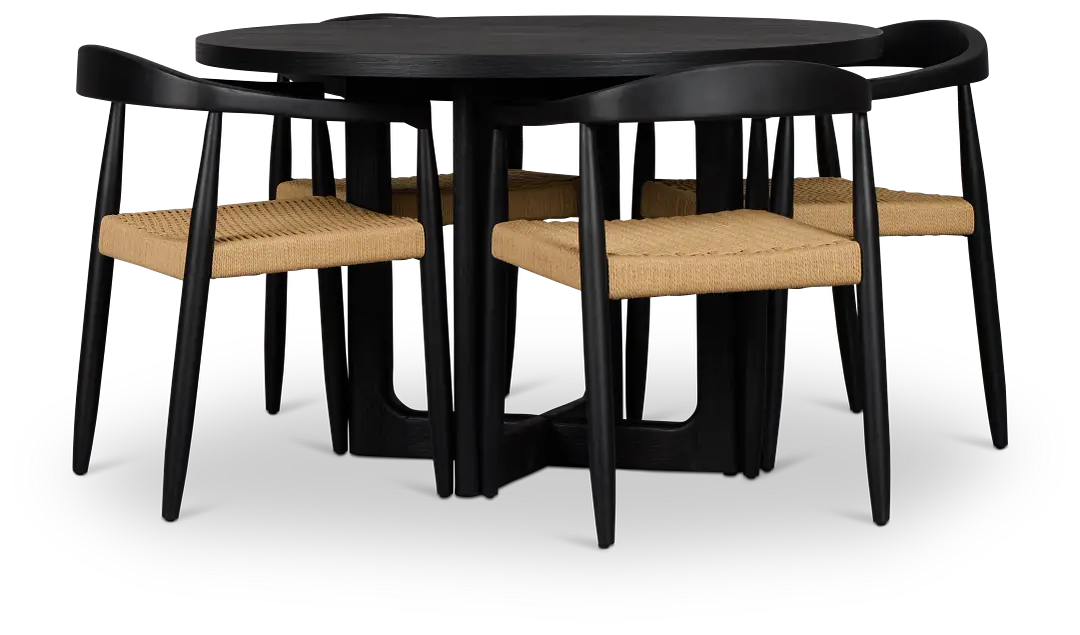 Santorini Black Round Table & 4 Curved Chairs Santorini Black Round Table & 4 Curved Chairs