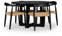 Santorini Black Round Table & 4 Curved Chairs