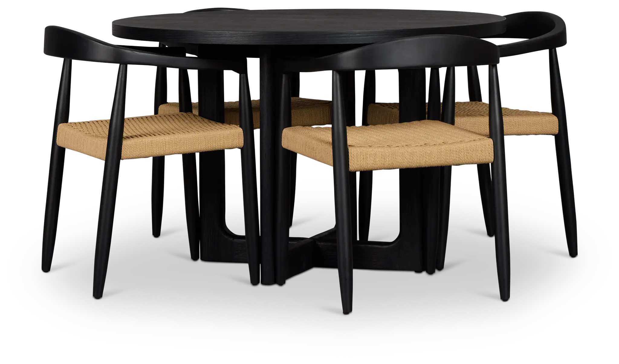 Santorini Black Round Table & 4 Curved Chairs Santorini Black Round Table & 4 Curved Chairs
