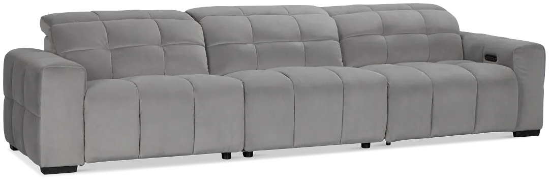 Gemma Light Gray Velvet Left Chaise Power Reclining Sectional