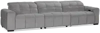 Gemma Light Gray Velvet Left Chaise Power Reclining Sectional