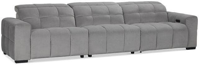 Gemma Light Gray Velvet Left Chaise Power Reclining Sectional