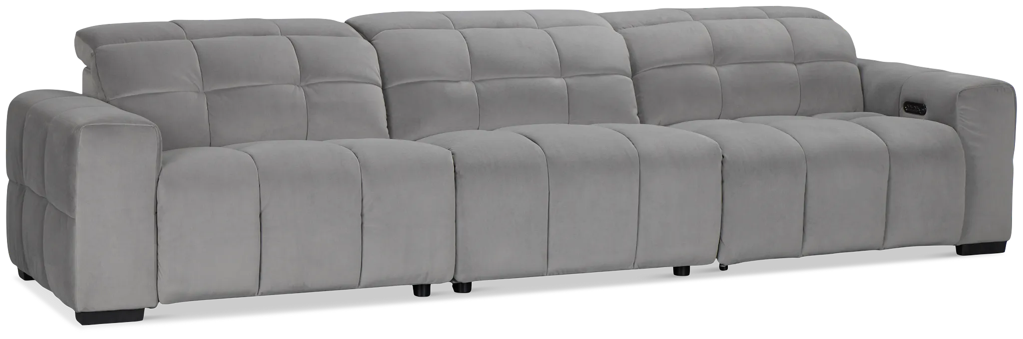 Gemma Light Gray Velvet Left Chaise Power Reclining Sectional