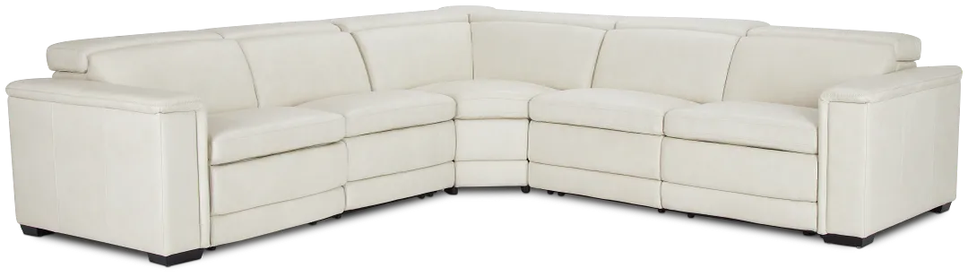Ainsley White Leather Medium Dual Power 2-arm Reclining Sectional