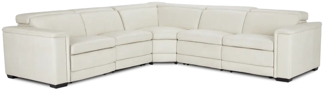 Ainsley White Leather Medium Dual Power 2-arm Reclining Sectional Ainsley White Leather Medium Dual Power 2-arm Reclining Sectional