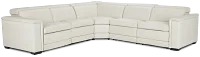 Ainsley White Leather Medium Dual Power 2-arm Reclining Sectional