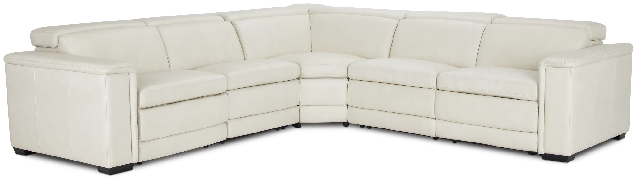 Ainsley White Leather Medium Dual Power 2-arm Reclining Sectional