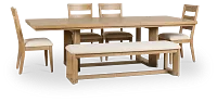 Alton Light Tone Rectangular Table With 4 Side Chairs & Bench