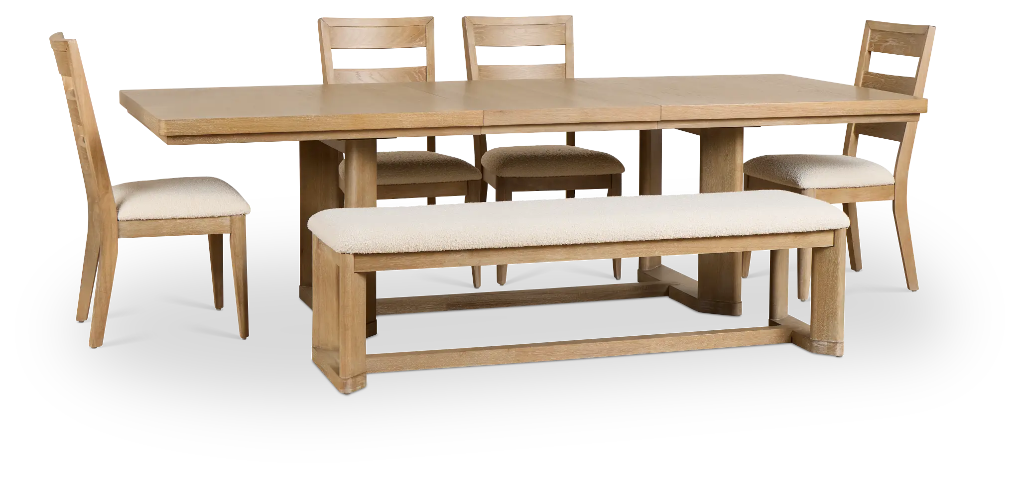 Alton Light Tone Rectangular Table With 4 Side Chairs & Bench Alton Light Tone Rectangular Table With 4 Side Chairs & Bench