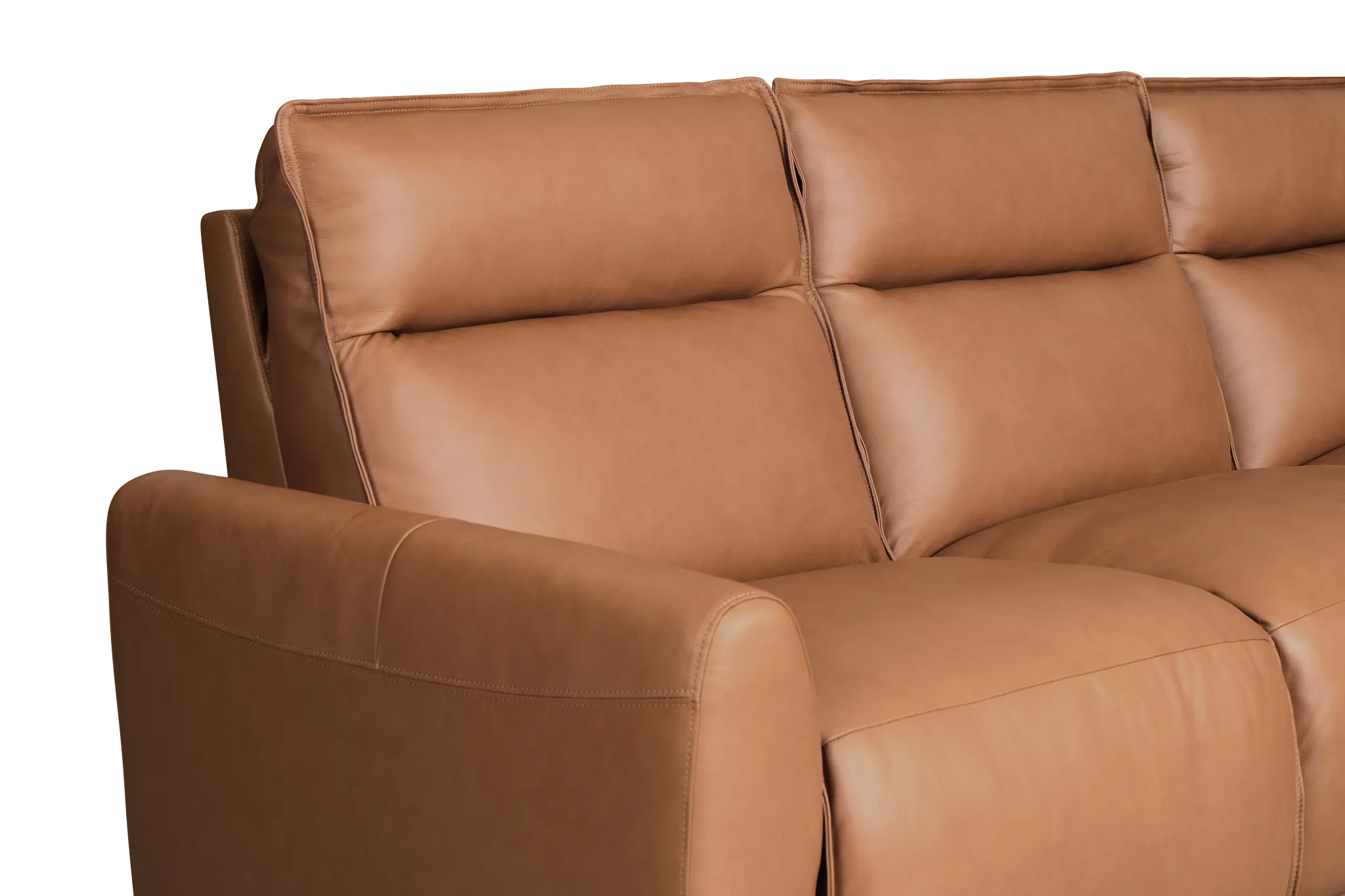 Edison Medium Brown Leather/vinyl Small Dual Power Reclining 2-arm Sectional