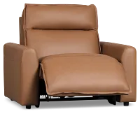 Edison Medium Brown Lthr/vinyl Power Recliner With Power Headrest